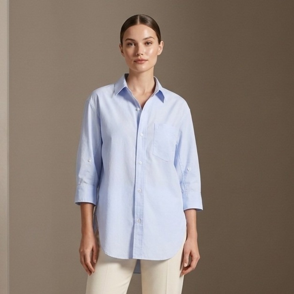 CITIZENS OF HUMANITY Women Button Down Shirt S Blue Cotton Coastal Minimalist